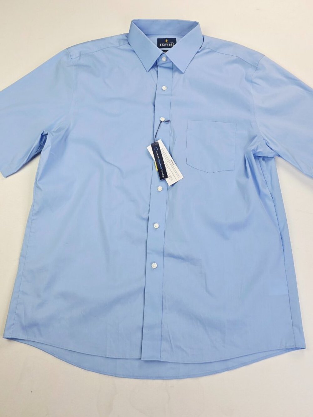 Stafford Smart Tech Magnet Ready Buttons Technology Size Large Blue Shirt NWT